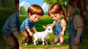 Дети с козлёнком. Короткое видео. Оживление картинки.
