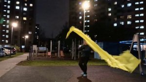 Вечерняя разминка с 6-ти метровой лентой Дракона на палочке (3)