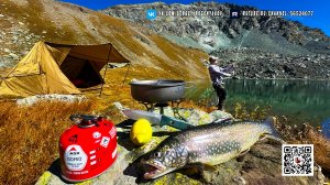 Одиночный поход с рыбалкой на высокогорном озере. Поймал и приготовил!