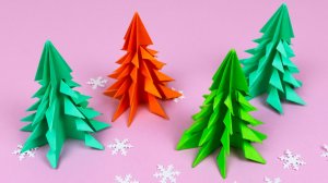 Обьемная ёлка из бумаги / Как сделать ёлочку оригами на Новый год / Новогодние поделки в школу