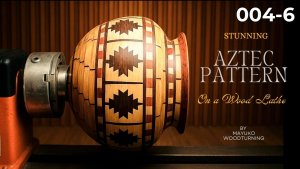 Сегментное точение Потрясающая сегментированная ваза с ацтекским узором, резьба по дереву № 004_6