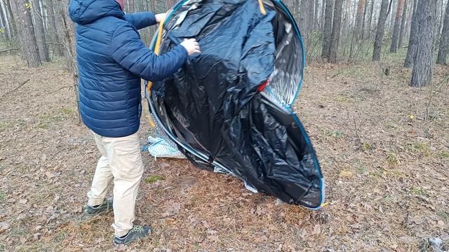 Раскладывание палатки Quechua 2 Seconds 3XL без ознакомления с инструкцией