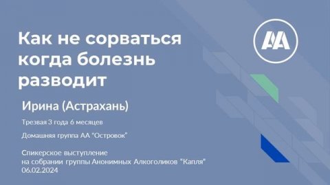 Ирина Астрахань Спикерское на онлайн группе АА Капля 6 02 24