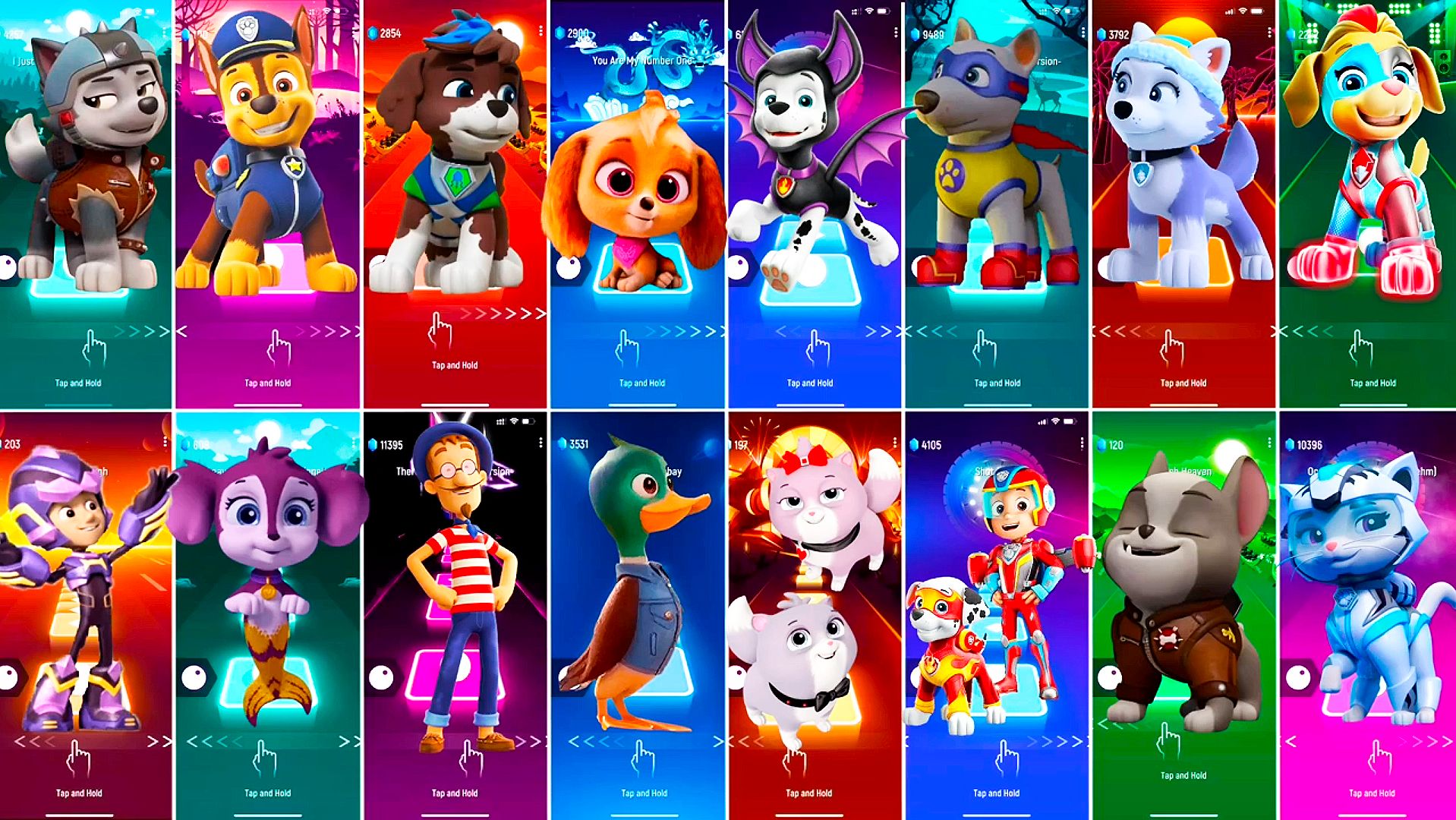 Мультики для Детей Щенячий Патруль Tiles Hop - ГОНЩИК, СКАЙ, МАРШАЛЛ, ЭВЕРЕСТ