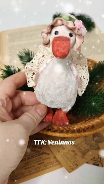 Кокетливая гусыня. Новогодние игрушки из ваты #творчество смотреть онлайн