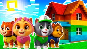 ПОСТРОИЛ ДОМ для БЕЙБИ КОТЯТ ЩЕНЯЧИЙ ПАТРУЛЬ в МАЙНКРАФТ PAW PATROL МУЛЬТИК