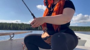 Alone On The Lake： Girl Solo Fishing In The Wild.🎣