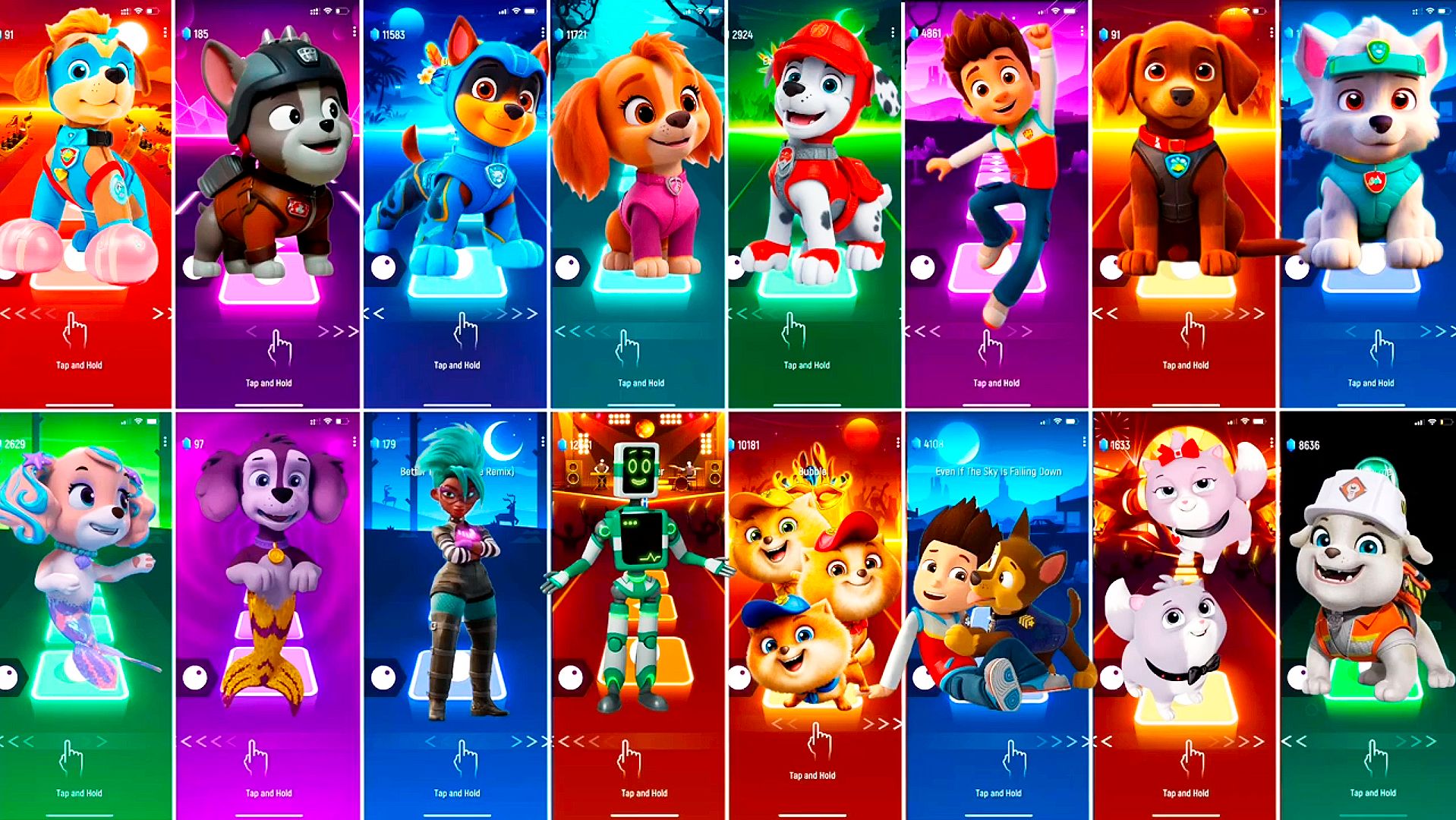 Мультики для Детей Щенячий Патруль Tiles Hop - ГОНЩИК, СКАЙ, МАРШАЛЛ, РАЙДЕР, ЗУМА