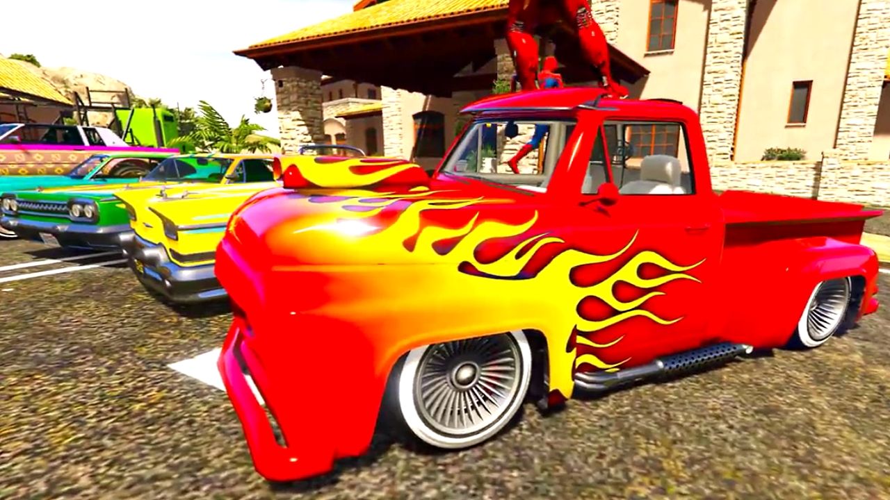 Приключения Человека-паука на автовозе с машинками. Забавный танец Железного человека для детей.