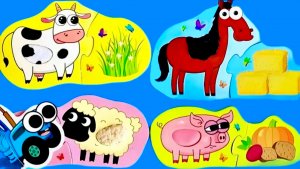 Синий трактор пазл | Видео для детей | Мультики с игрушками