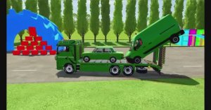 МУЛЬТИКИ ПРО МАШИНКИ. ДЕТСКИЙ КРАСОЧНЫЙ АВТОВОЗ ПЕРЕВОЗИТ МАШИНЫ В ГАРАЖ