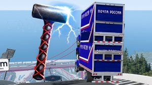 Битва Машин на Трамплине! Прыжок через Гигантские Молоты — Эпичные Разрушения!