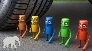 Мультики для детей. Яркие залипалки про давление разных игрушек машинным колесом. Мультьики малышам