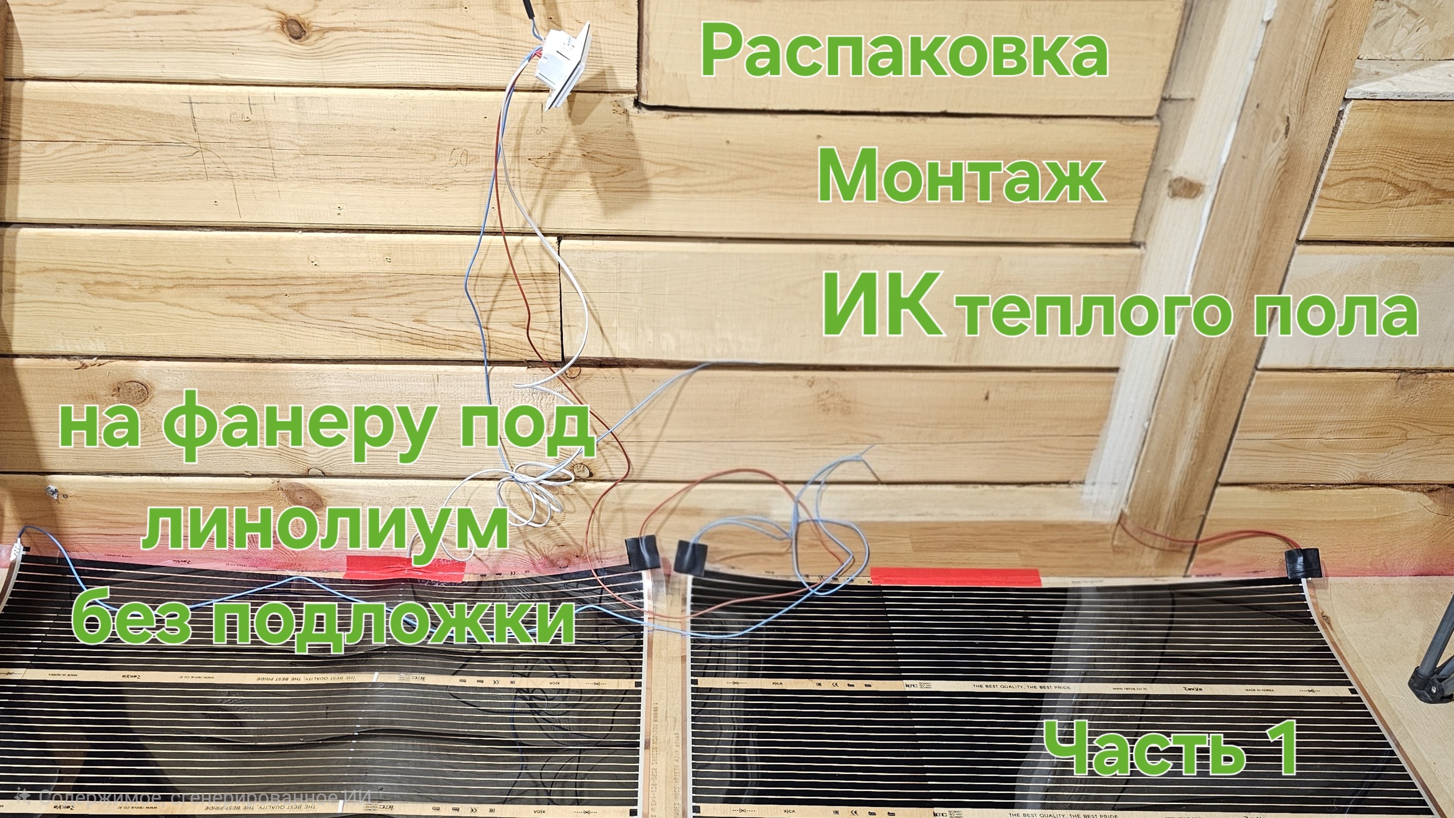 Распаковка и монтаж инфракрасного теплого пола под линолиум на фанеру без подложки Часть 1