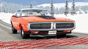 Массовые автомобильные аварии с разбивкой по полосам с шипами #