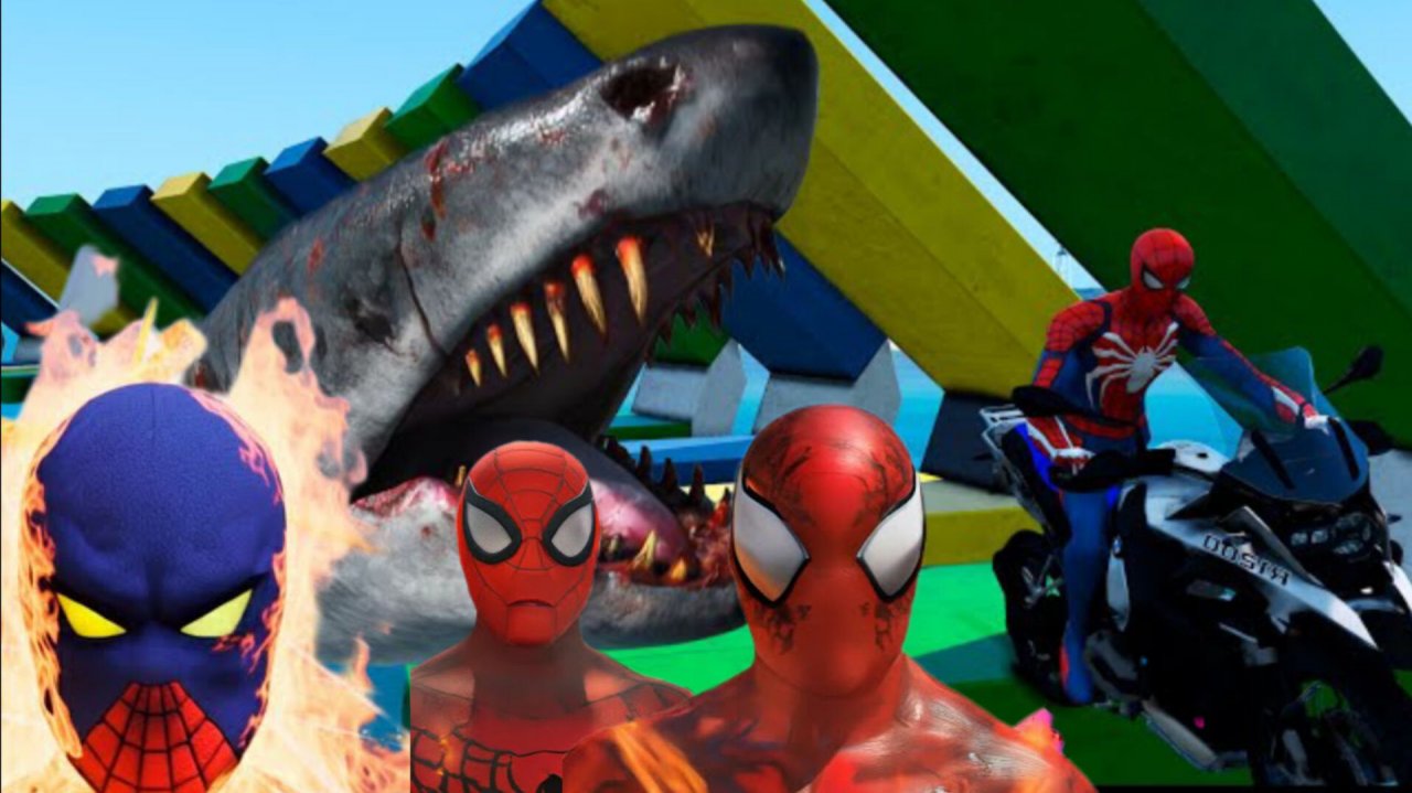 СУПЕРГЕРОИ на ТАЧКАХ, Морской паркур против атаки акулы в ГТА 5