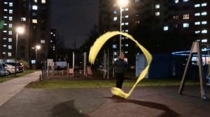 Вечерняя разминка с 6-ти метровой лентой Дракона на палочке (7)