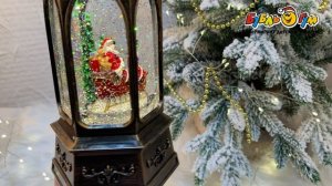 331023 Фонарь декоративный Дед Мороз с эффектом падающего снега и подсветкой 27см