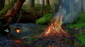 Костер у реки  спокойные звуки чистой природы