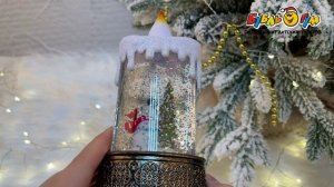 331026 Свеча-фонарь декоративная с фигуркой снеговика с подсветкой разноцветный 15см в ассортименте