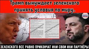 Трамп заставляет зеленского принять условия его мирного плана.