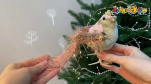 333604 Украшение елочное Птица велюровая с перьями розовая 13см