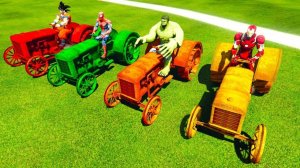 Человек-паук и супергерои на тракторах прыгают в воду. Мультфильмы для детей. Мультики для малышей.