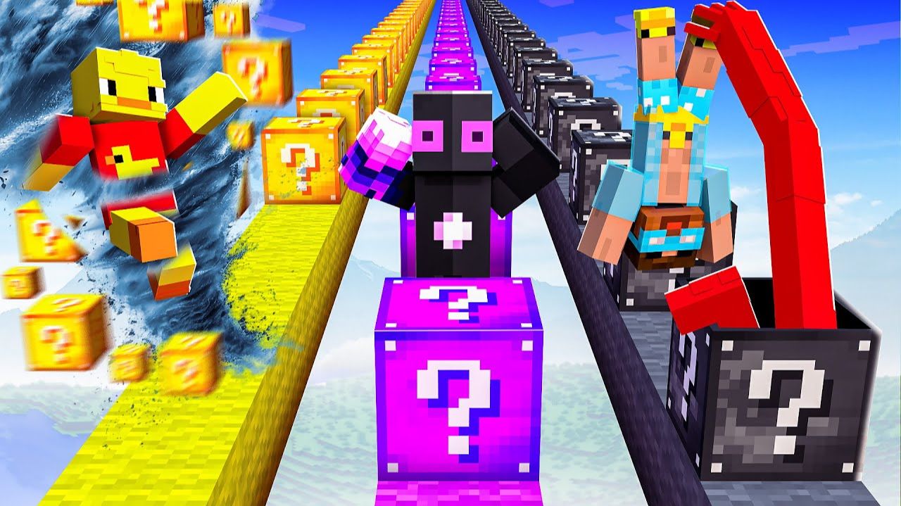 ✅ Гонка Страшных, Проклятых и Везучих Лакиблоков в Майнкрафт! смотреть онлайн