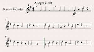 Д.Кабалевский "Маленькая полька" ноты и минусовка для флейты (блокфлейты), темп 100