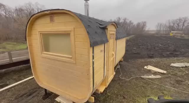 Баня бочка "Квадро" 4 метра с боковым входом под ключ в Дзержинске.