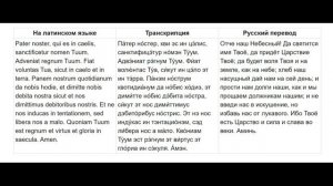 «Отче наш». Молитва Господня на латыни (Pater noster) (азбука.ру)