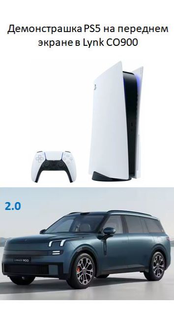Демонстрашка PS5 на переднем экране в Lynk CO900
