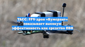 ТАСС: FPV-дрон «Бумеранг» показывает высокую эффективность как средство ПВО