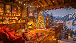 Зимний вечер у камина ❄️🎄 Уютная рождественская терраса в горах и тёплая атмосфера уюта 🔥✨