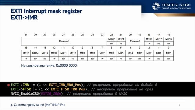 EXTI внешние прерывания