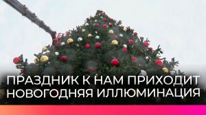 В Великом Новгороде начали монтаж новогодней иллюминации