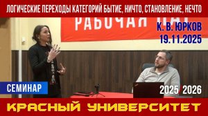 Логические переходы категорий бытие, ничто, становление, нечто. К. В. Юрков. 19.11.2025.