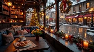 Уютная предновогодняя атмосфера зимнего кафе ☕