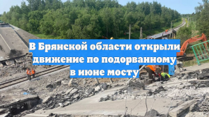 В Брянской области открыли движение по подорванному в июне мосту