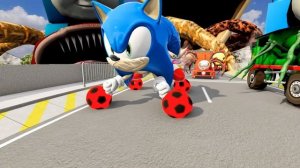 ЭПИЧЕСКИЙ СПУСК МАШИН СОНИКА И СПРУНКИ МОНСТРОВ В БИМКЕ