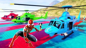 Полет на вертолете и прыжок в воду. Мультфильм для детей и малышей. Мультики про супергероев.