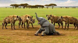 Беспомощного Слонёнка Окружила Стая Гиен Только Посмотрите Кто Пришёл На Помощь