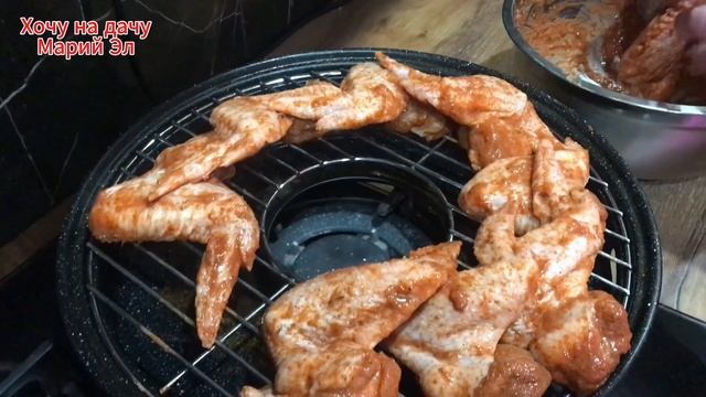 Сковорода ГРИЛЬ - ГАЗ - крылышки куриные. Картофель по деревенски.