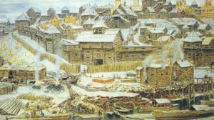 Строительство дубовых стен Московского Кремля