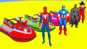 Человек-паук и Супергерои на Мотоциклах и Водных Скутерах. Мультфильмы для детей.