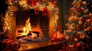 Рождественский камин 🎄🔥 Уютная атмосфера огонька и новогодних огней ✨🎁