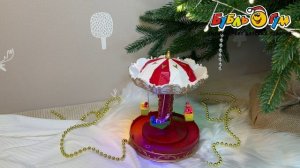 318388 Сувенир новогодний Lanson Toys Карусель с подсветкой и звуком красная 19см