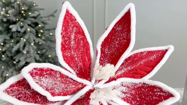 Декоративный цветок ПУАНСЕТТИЯ 'ЛИНДИ', текстиль, ярко-красная, 30 см, XNA22032741