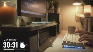 1 час STUDY WITH ME No Break ｜ Calm Piano, Background noises, Late night