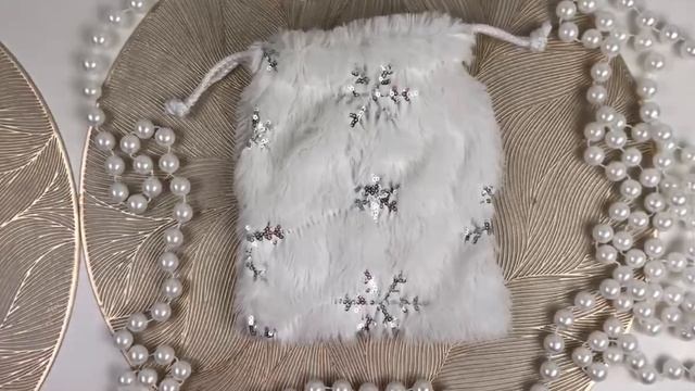 Мешочек для подарков ФЛАФФИ, полиэстер, белый с серебром, 21х17 см, 520209-2